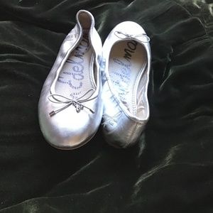 Silver ballerina type shoes, Sam Edelman never worn size 7 1/2 W
